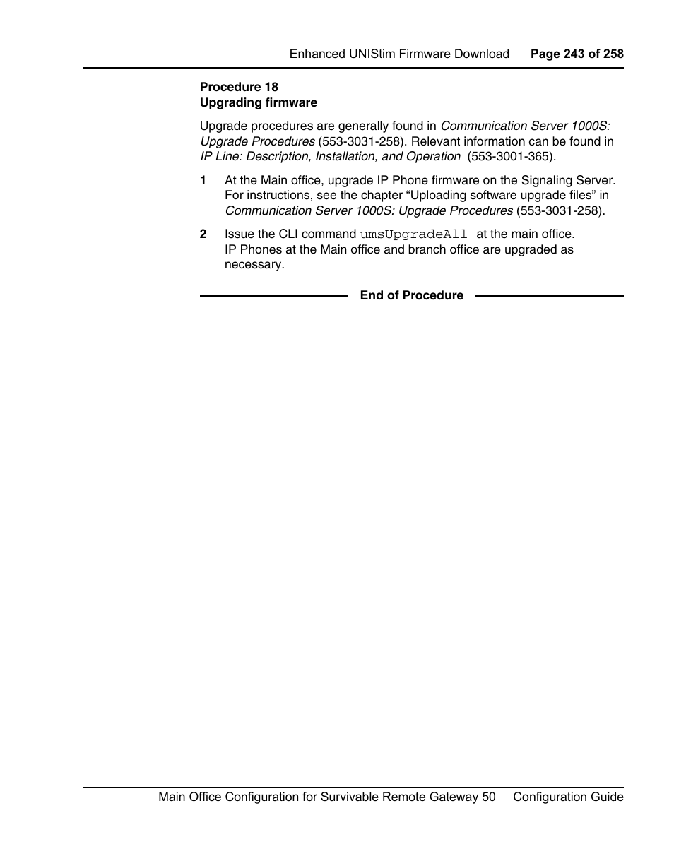 Procedure 18 upgrading firmware | Nortel Networks Remote Gateway 50 User Manual | Page 243 / 260