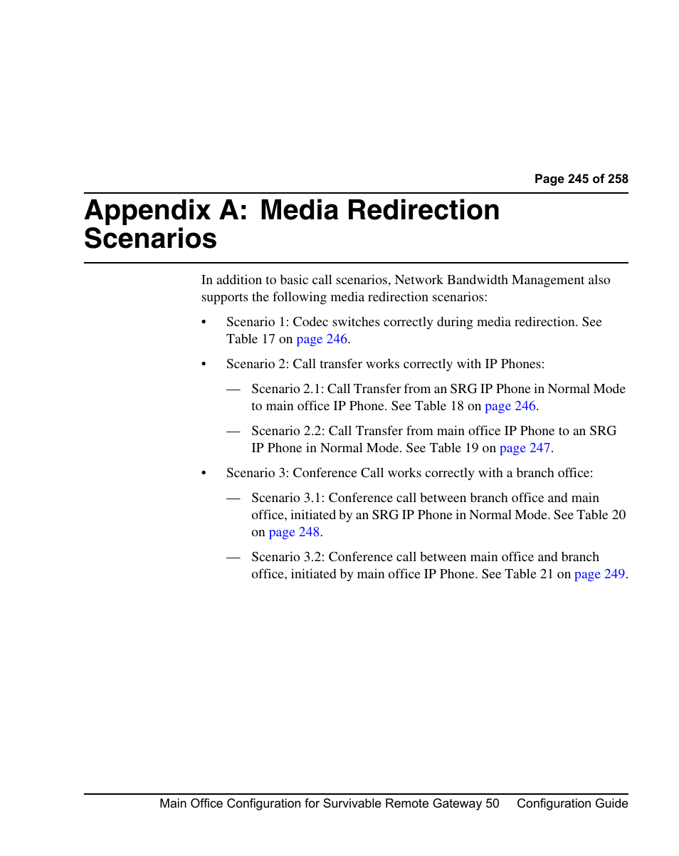 Appendix a: media redirection scenarios | Nortel Networks Remote Gateway 50 User Manual | Page 245 / 260