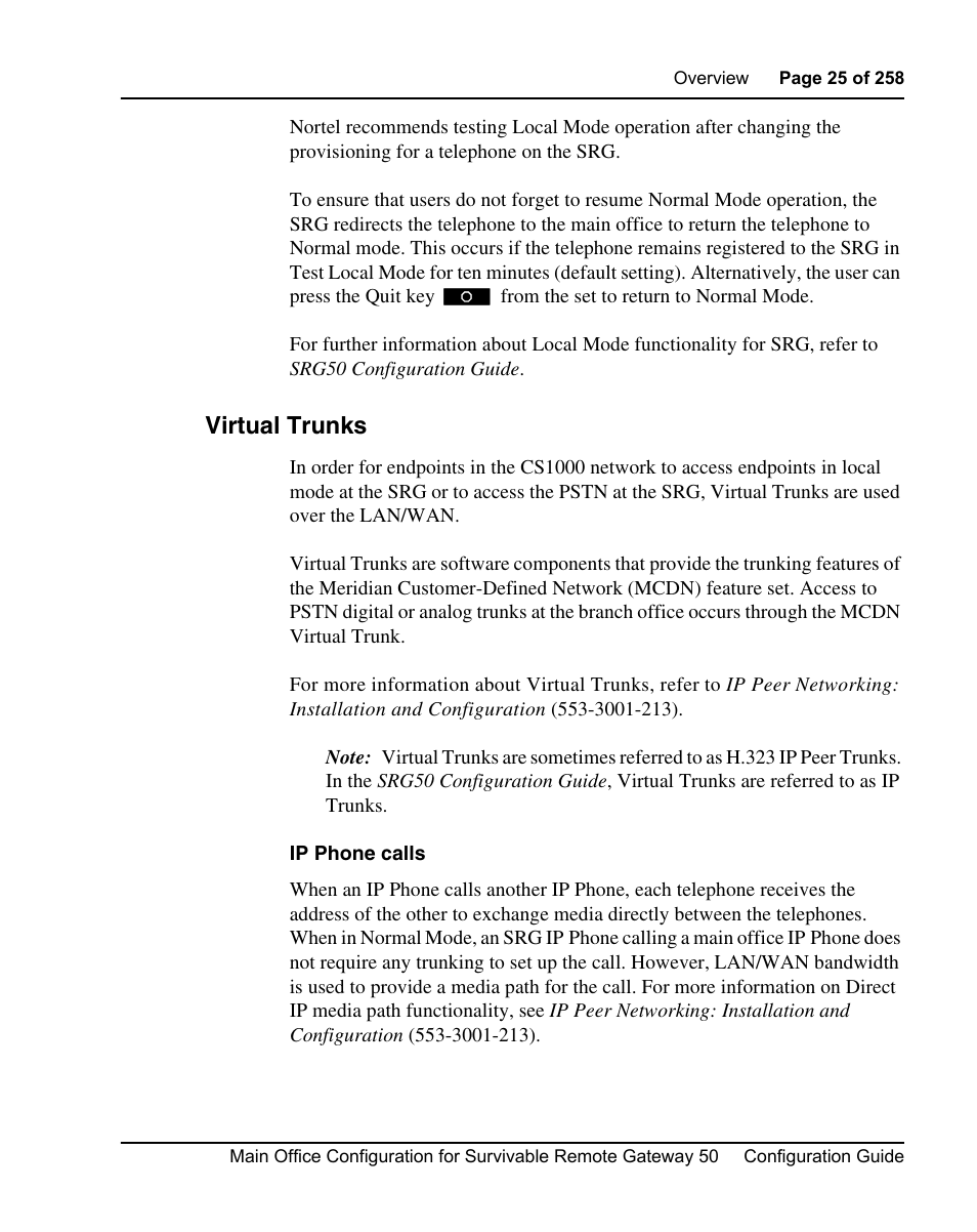 Virtual trunks | Nortel Networks Remote Gateway 50 User Manual | Page 25 / 260