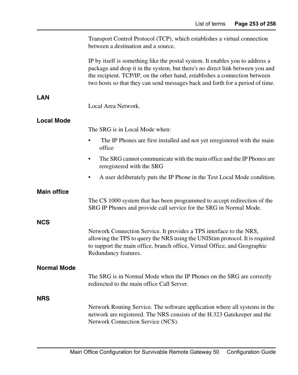 Nortel Networks Remote Gateway 50 User Manual | Page 253 / 260