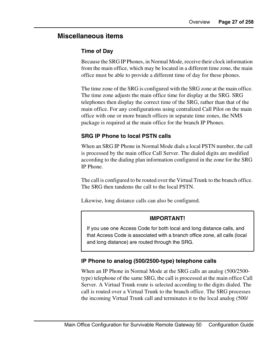 Miscellaneous items | Nortel Networks Remote Gateway 50 User Manual | Page 27 / 260
