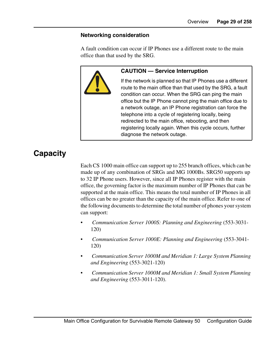 Capacity | Nortel Networks Remote Gateway 50 User Manual | Page 29 / 260