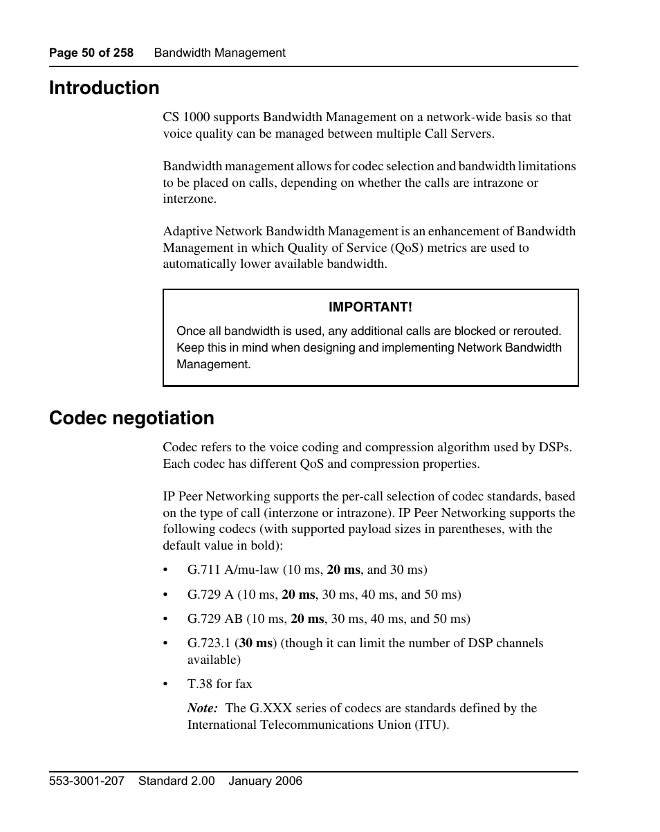 Introduction, Codec negotiation | Nortel Networks Remote Gateway 50 User Manual | Page 50 / 260