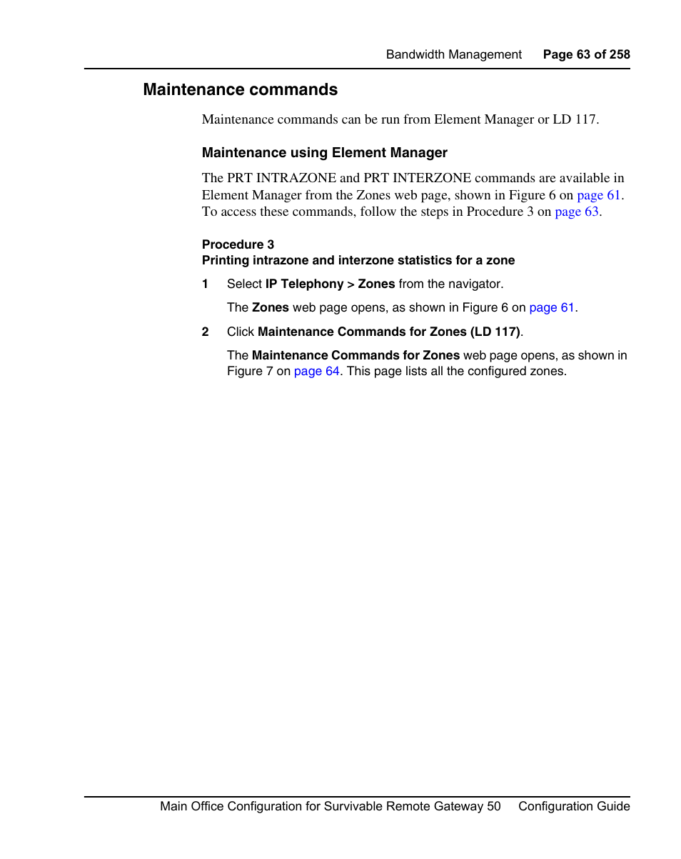 Maintenance commands | Nortel Networks Remote Gateway 50 User Manual | Page 63 / 260