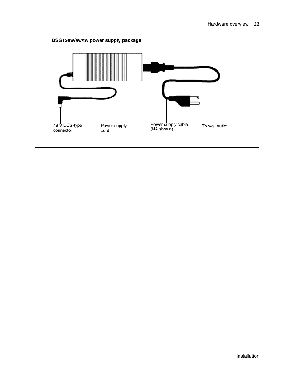 Bsg12ew/aw/tw power supply | Nortel Networks BSG12aw User Manual | Page 23 / 66