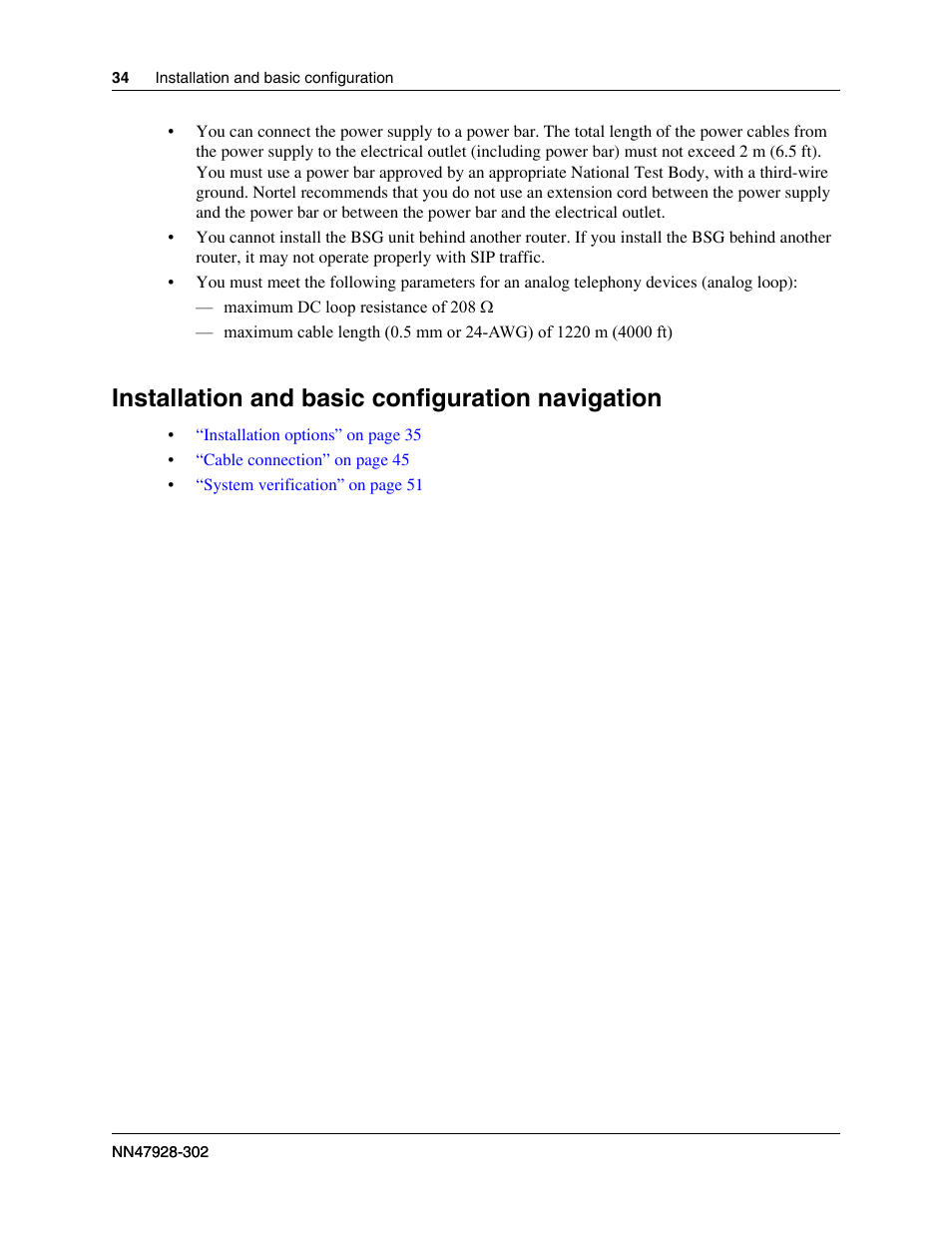 Installation and basic configuration navigation | Nortel Networks BSG12aw User Manual | Page 34 / 66