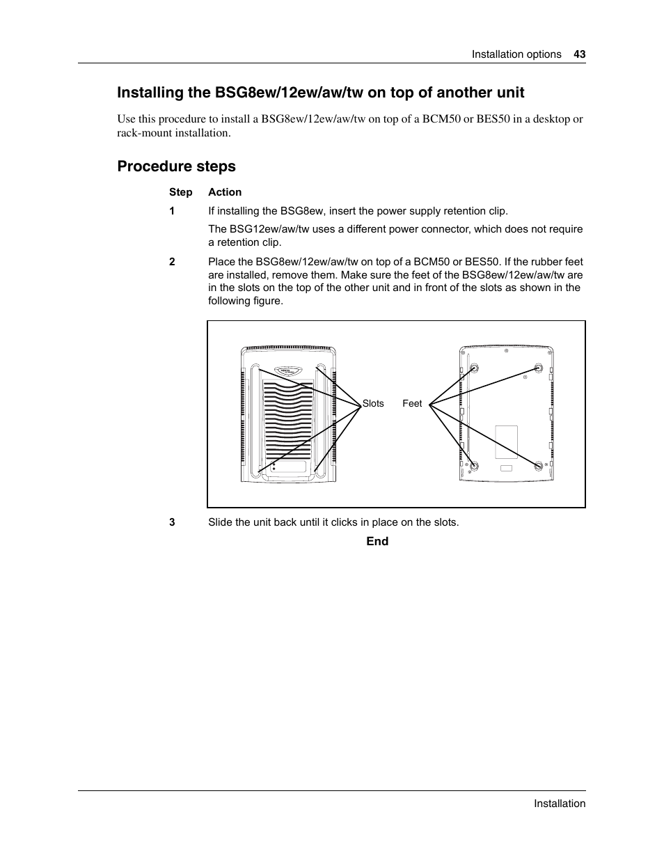 Procedure steps | Nortel Networks BSG12aw User Manual | Page 43 / 66