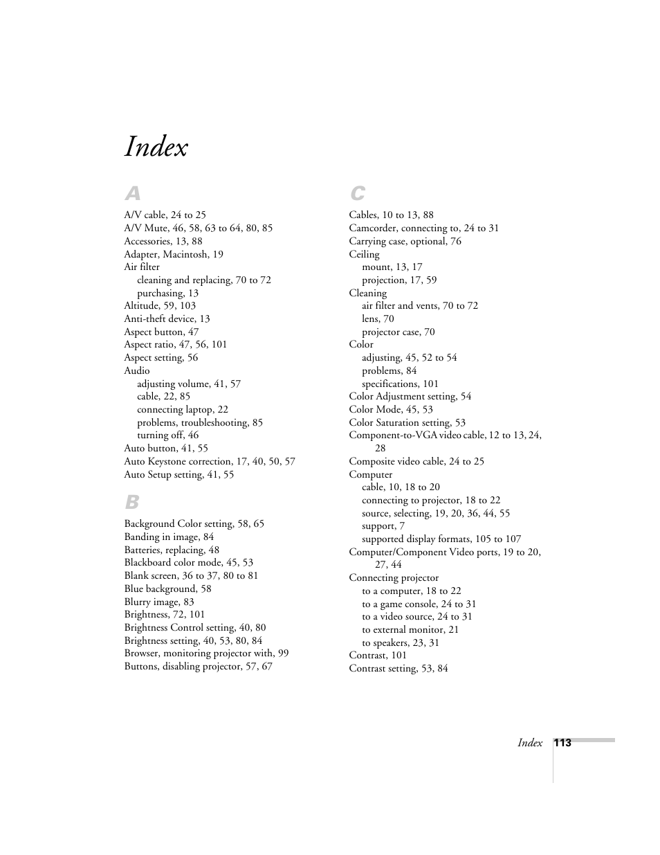 Index | Nortel Networks 822p User Manual | Page 113 / 118
