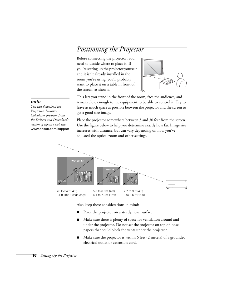 Positioning the projector | Nortel Networks 822p User Manual | Page 16 / 118