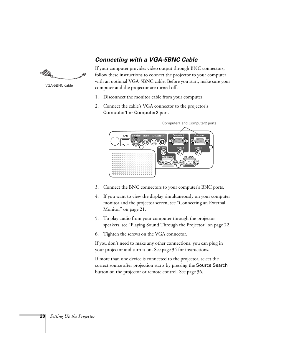 Connecting with a vga-5bnc cable | Nortel Networks 822p User Manual | Page 20 / 118