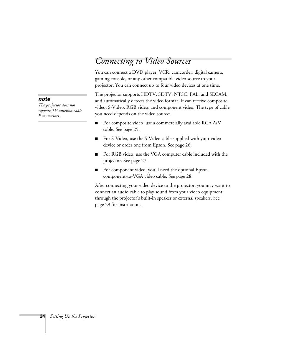 Connecting to video sources | Nortel Networks 822p User Manual | Page 24 / 118