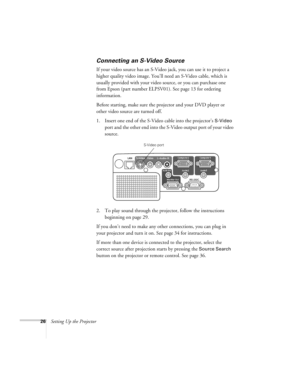 Connecting an s-video source | Nortel Networks 822p User Manual | Page 26 / 118
