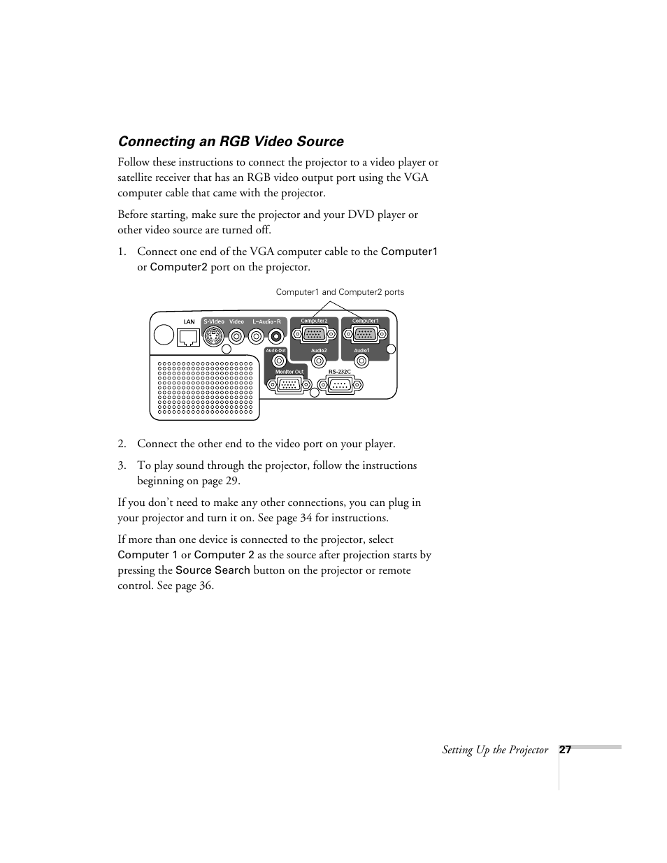 Connecting an rgb video source | Nortel Networks 822p User Manual | Page 27 / 118