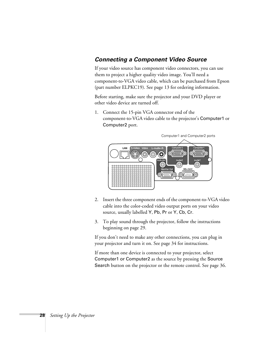 Connecting a component video source | Nortel Networks 822p User Manual | Page 28 / 118