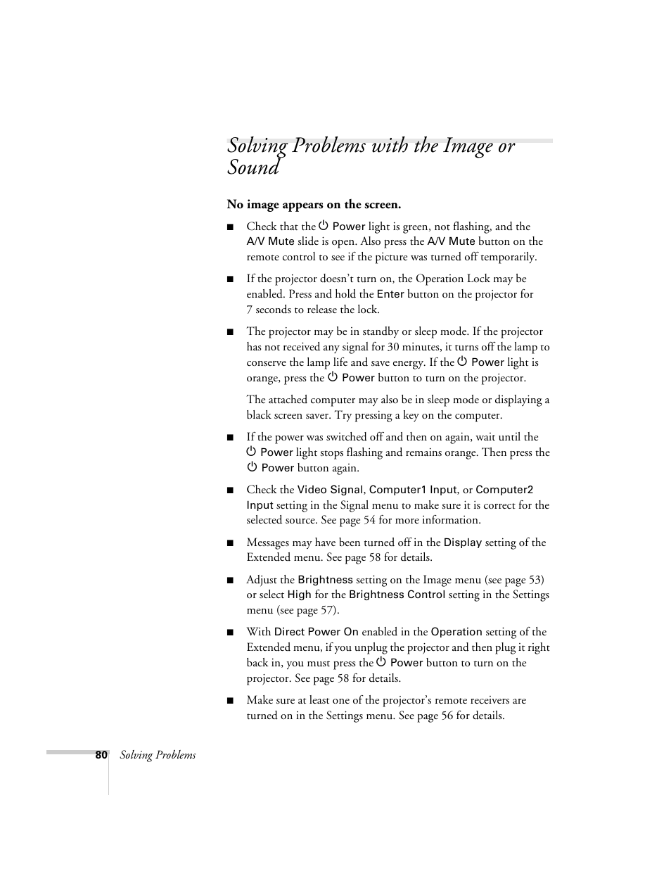 Solving problems with the image or sound | Nortel Networks 822p User Manual | Page 80 / 118