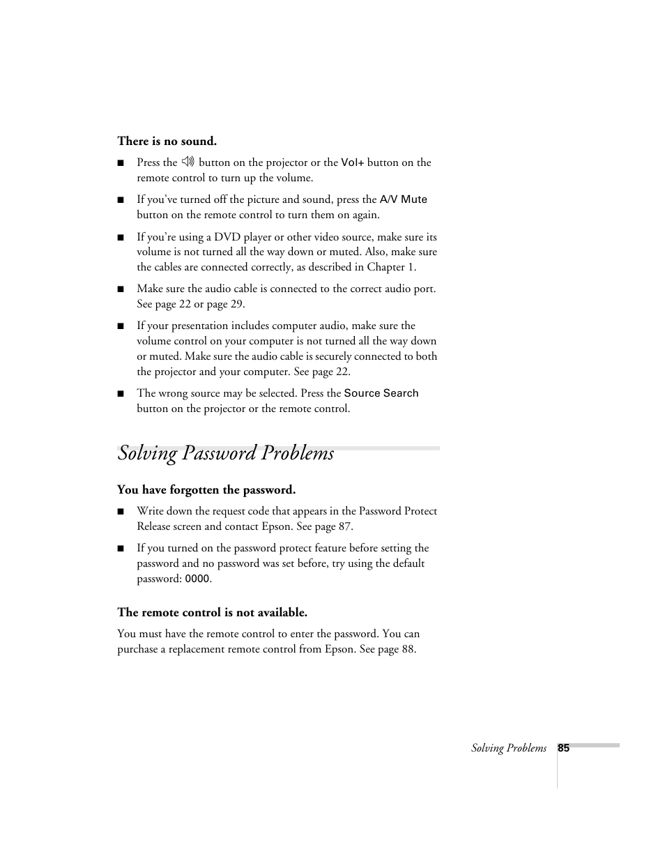 Solving password problems | Nortel Networks 822p User Manual | Page 85 / 118