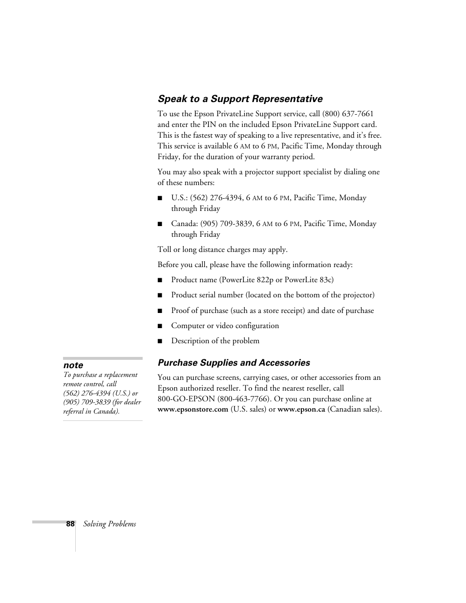 Speak to a support representative | Nortel Networks 822p User Manual | Page 88 / 118