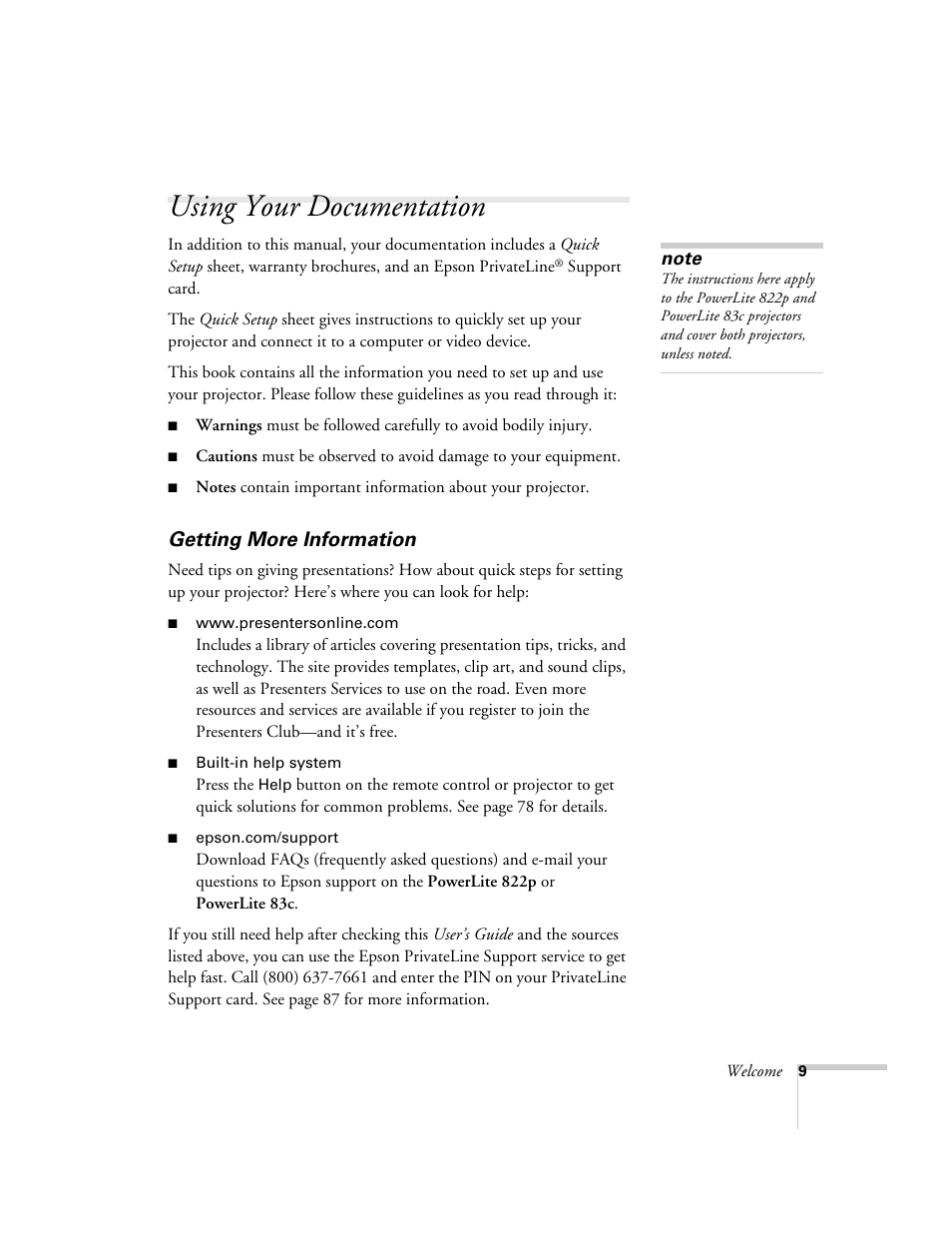 Using your documentation, Getting more information | Nortel Networks 822p User Manual | Page 9 / 118