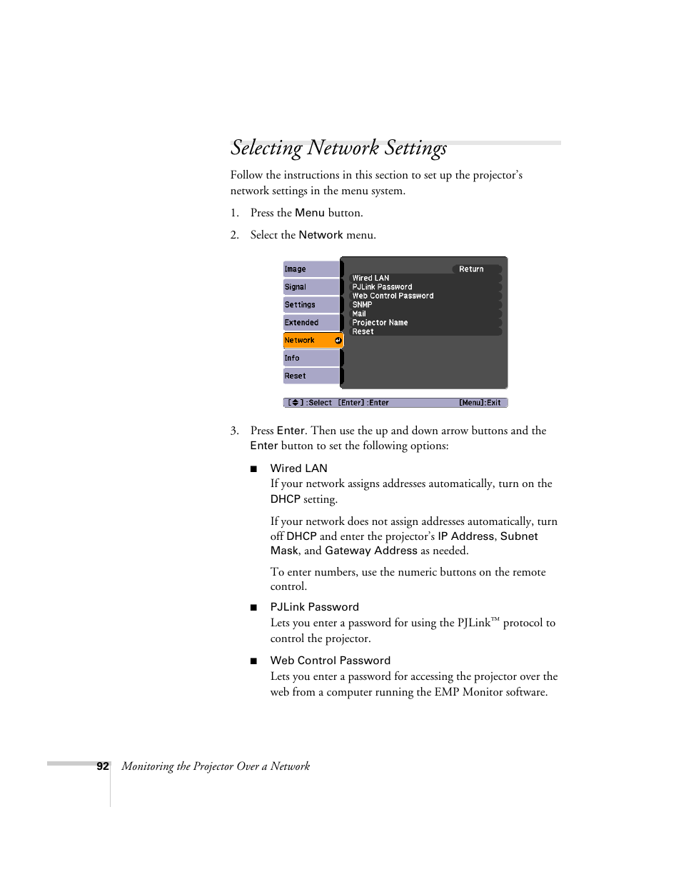Selecting network settings | Nortel Networks 822p User Manual | Page 92 / 118