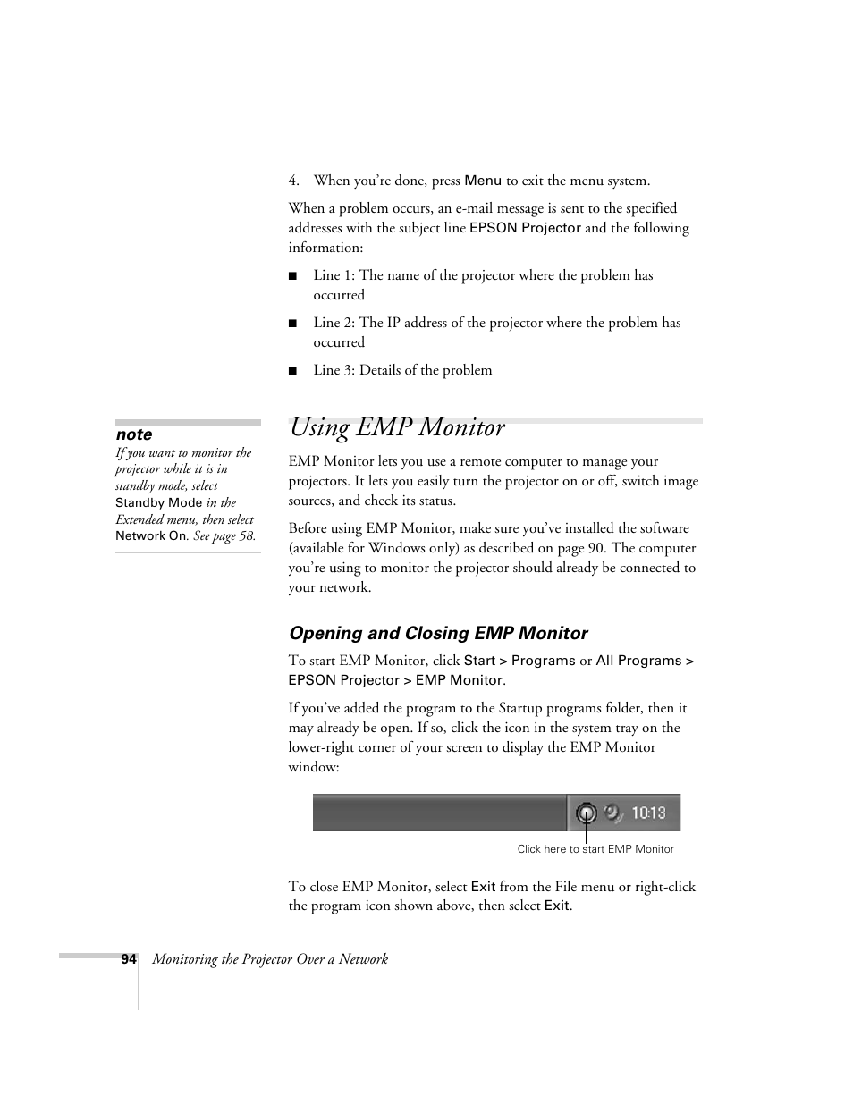 Using emp monitor, Opening and closing emp monitor | Nortel Networks 822p User Manual | Page 94 / 118