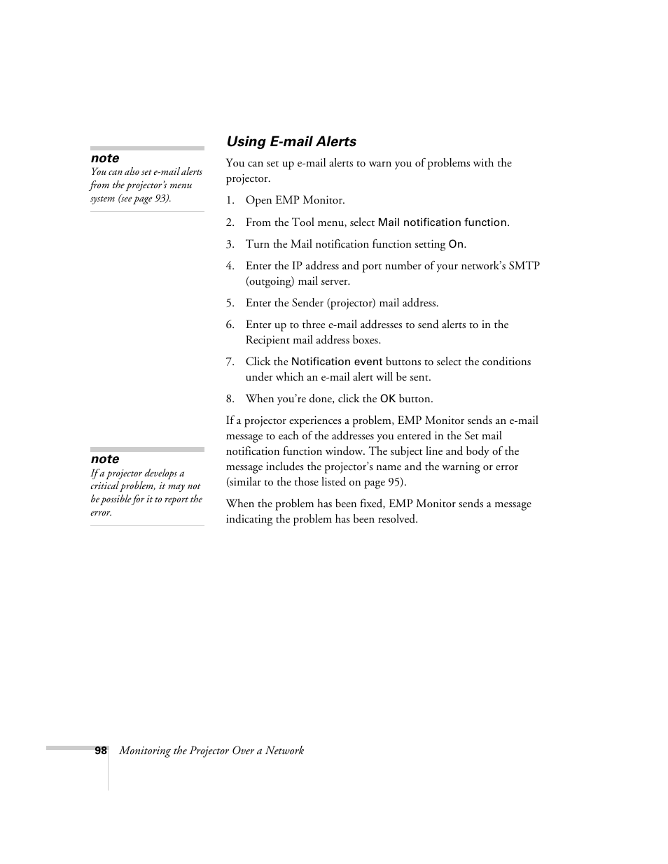 Using e-mail alerts | Nortel Networks 822p User Manual | Page 98 / 118