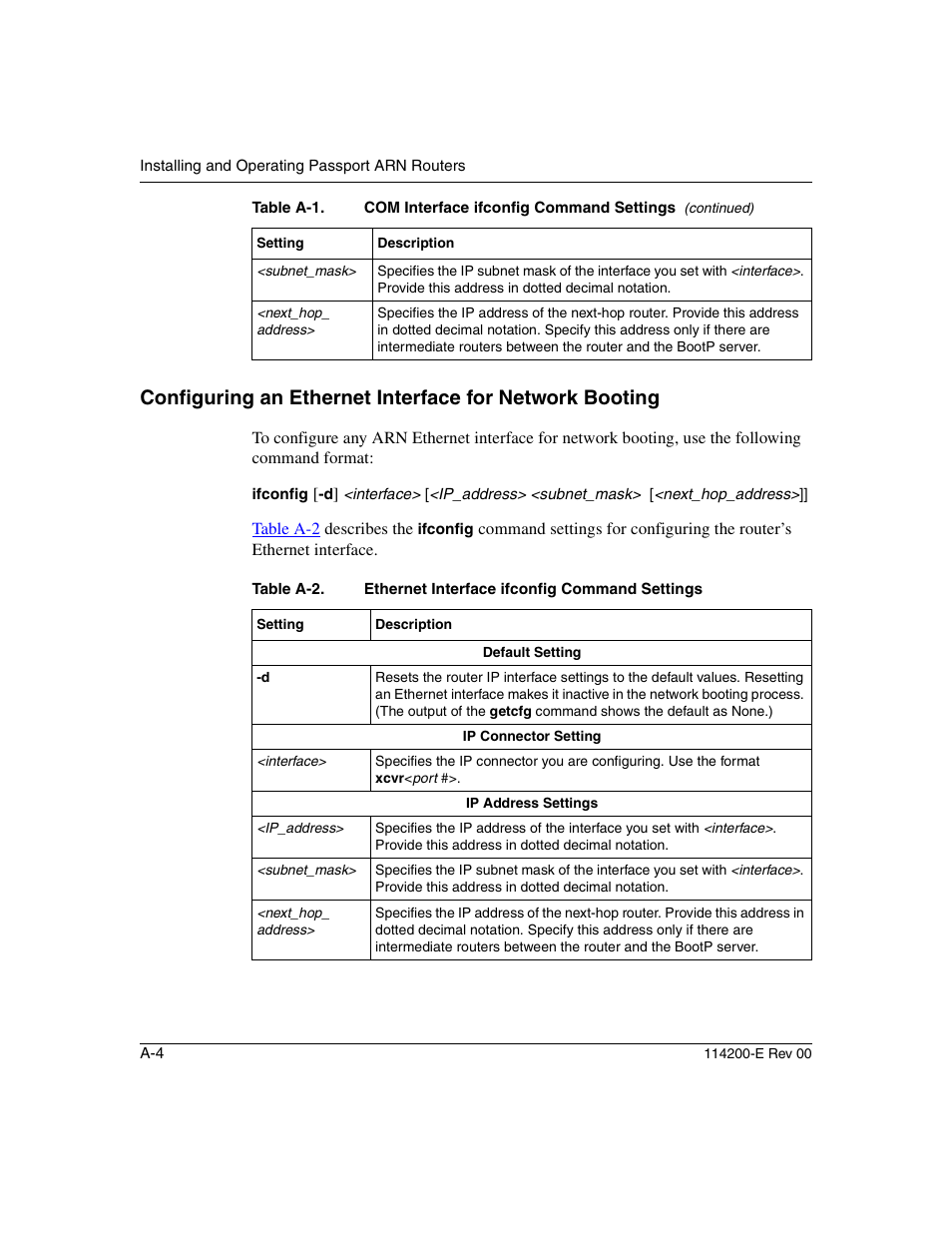 Table a-2 | Nortel Networks Passport ARN Routers User Manual | Page 100 / 166