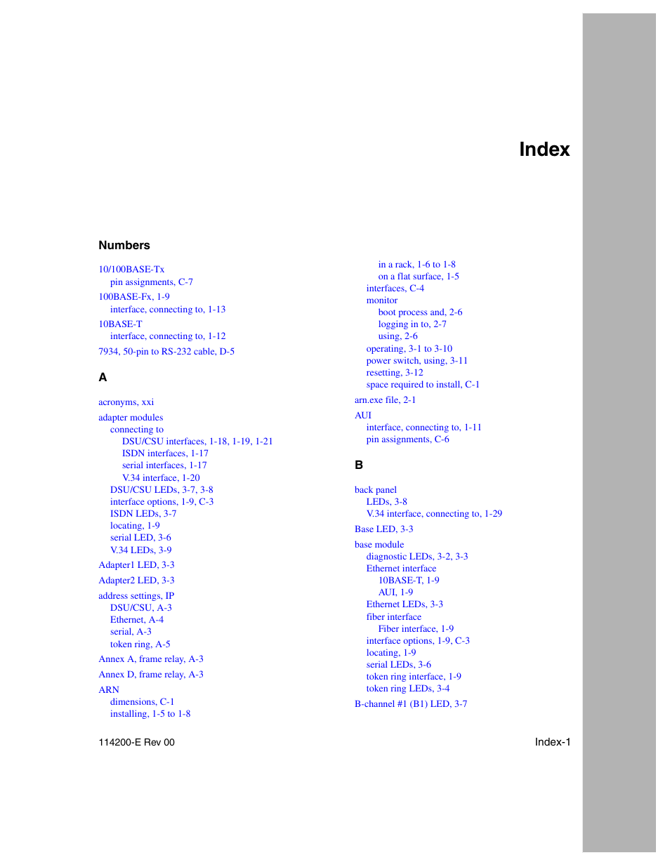 Index | Nortel Networks Passport ARN Routers User Manual | Page 159 / 166