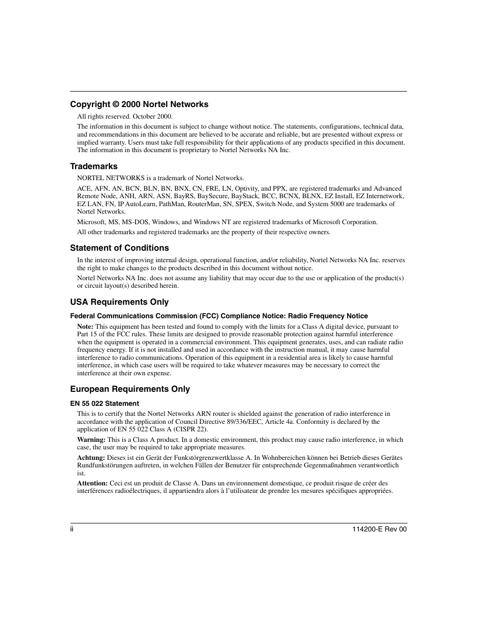 Nortel Networks Passport ARN Routers User Manual | Page 2 / 166