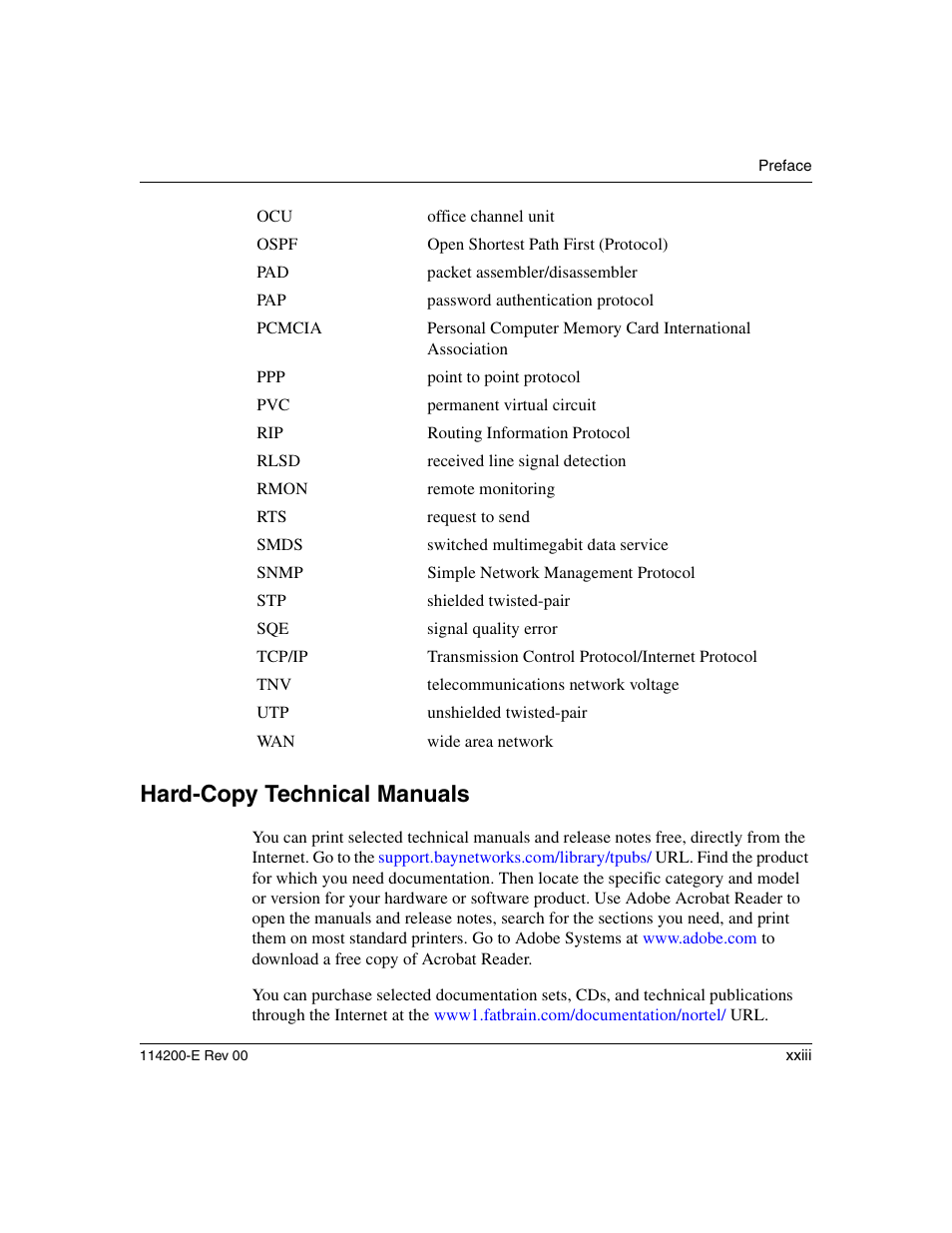 Hard-copy technical manuals | Nortel Networks Passport ARN Routers User Manual | Page 23 / 166