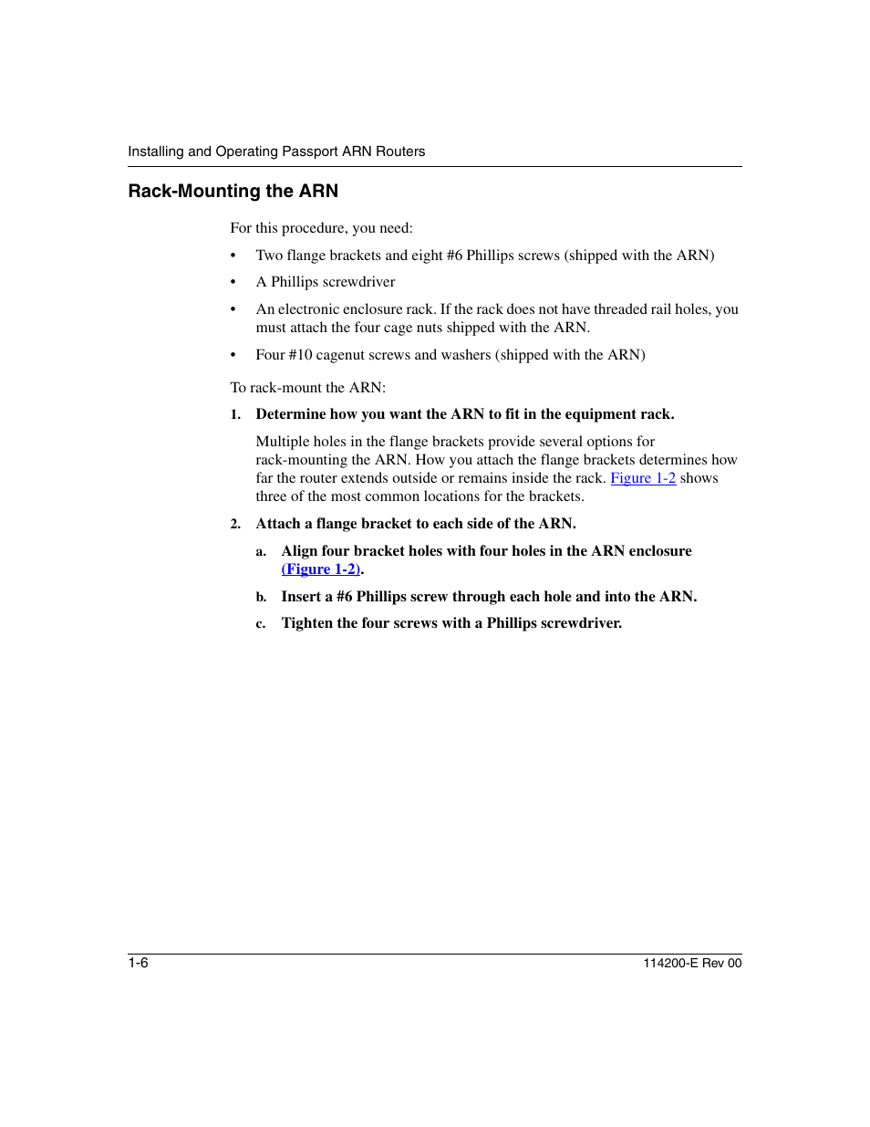Rack-mounting the arn, Rack-mounting the arn -6 | Nortel Networks Passport ARN Routers User Manual | Page 30 / 166