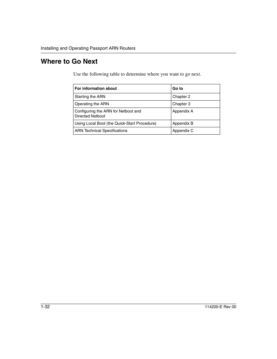 Where to go next, Where to go next -32 | Nortel Networks Passport ARN Routers User Manual | Page 56 / 166