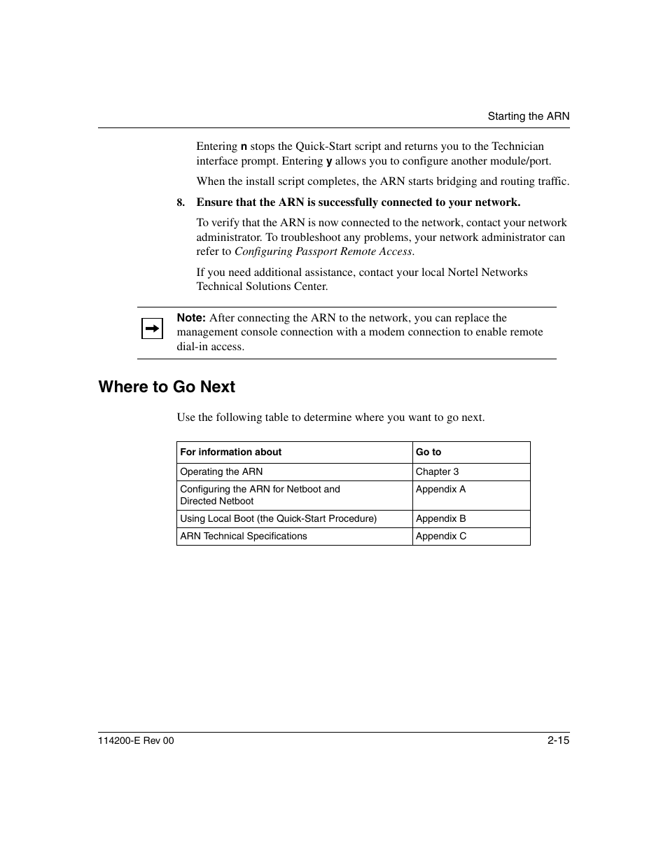Where to go next, Where to go next -15 | Nortel Networks Passport ARN Routers User Manual | Page 71 / 166