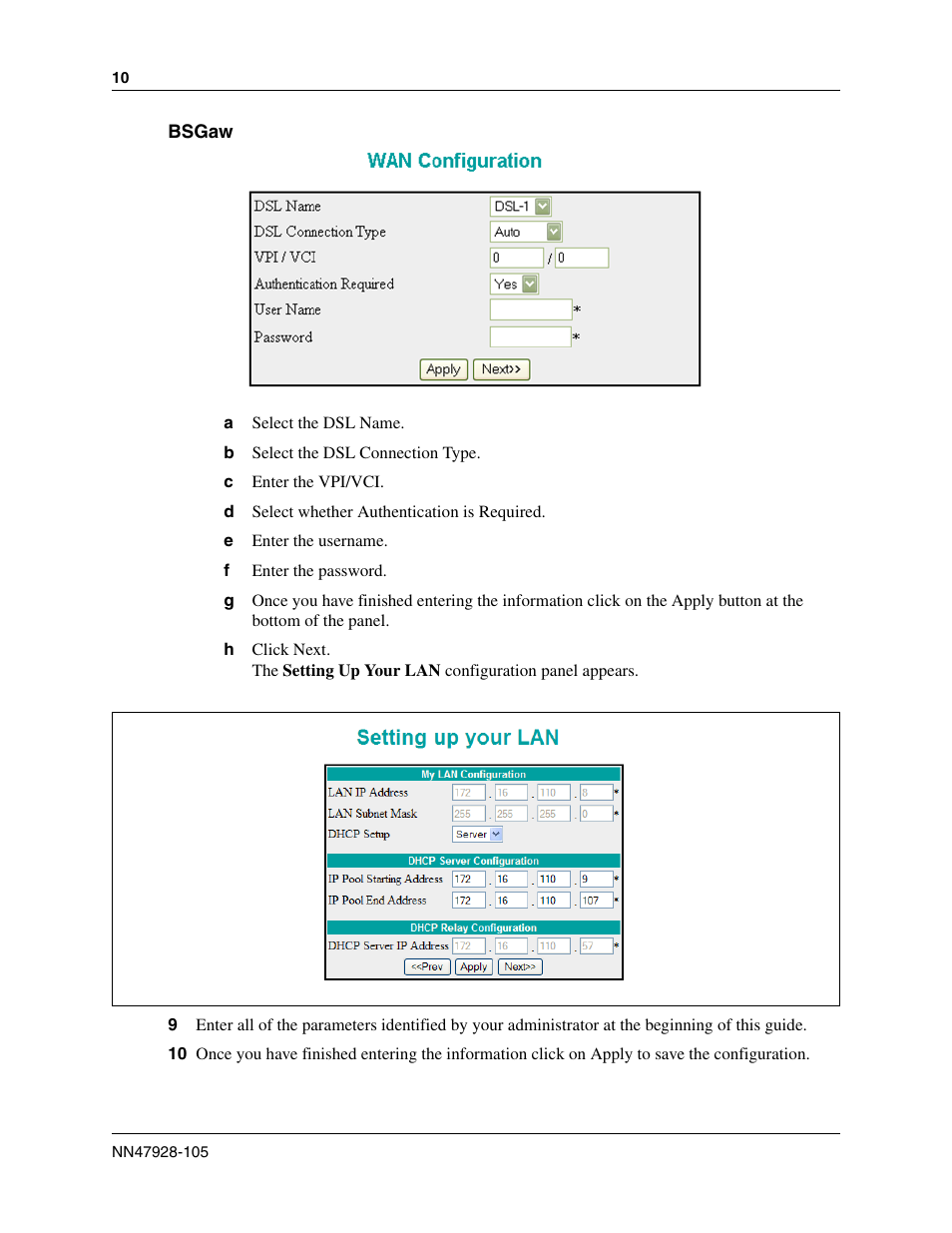 Nortel Networks BSG12aw/ew/tw User Manual | Page 10 / 12
