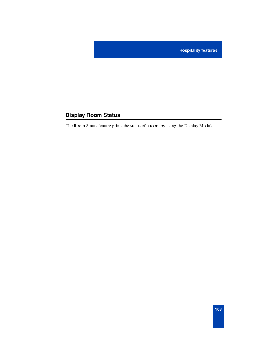 Display room status, Display room status 103 | Nortel Networks 6140 User Manual | Page 103 / 126