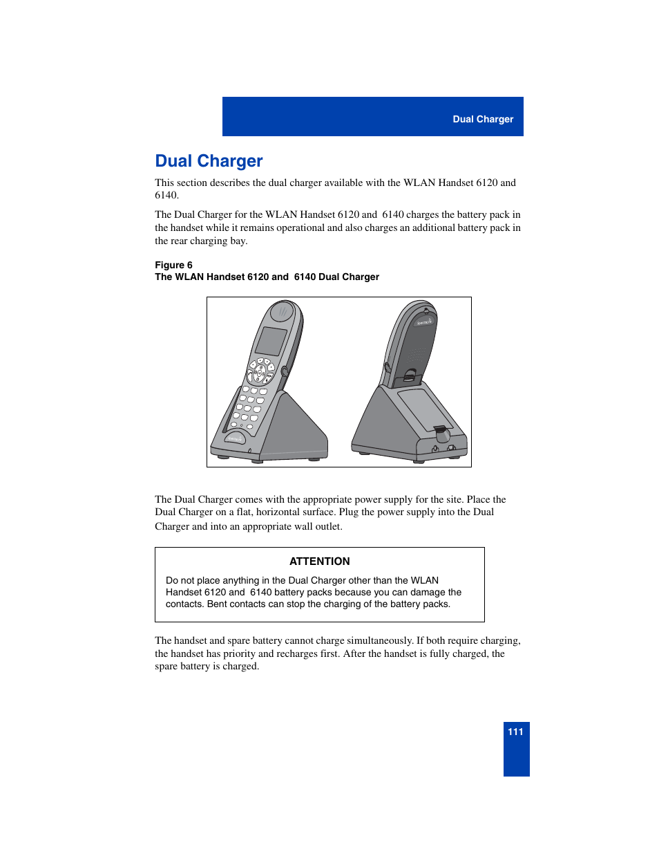 Dual charger, Dual charger 111, 111 dual charger | Nortel Networks 6140 User Manual | Page 111 / 126