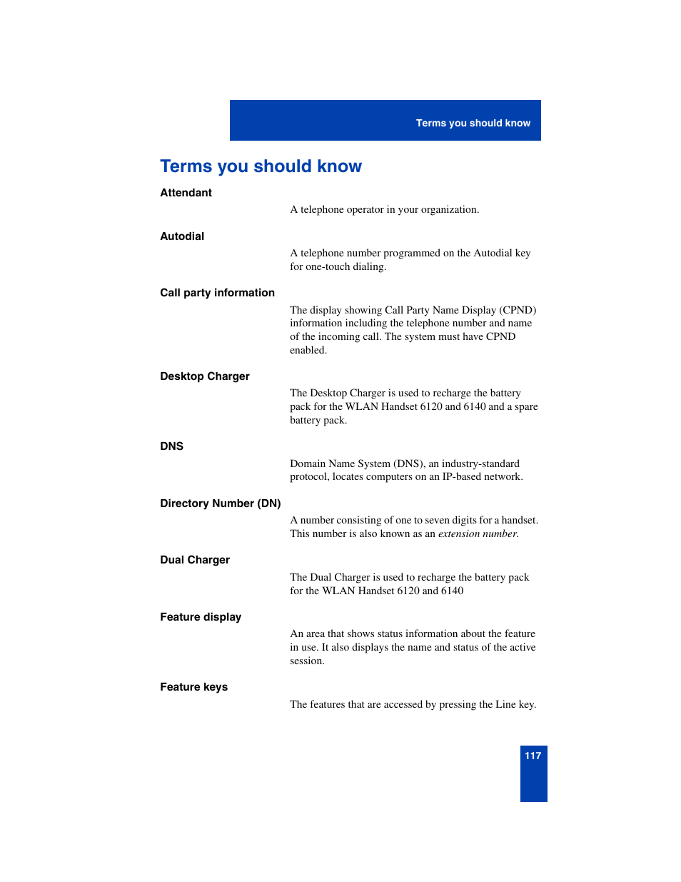 Terms you should know, Terms you should know 117 | Nortel Networks 6140 User Manual | Page 117 / 126