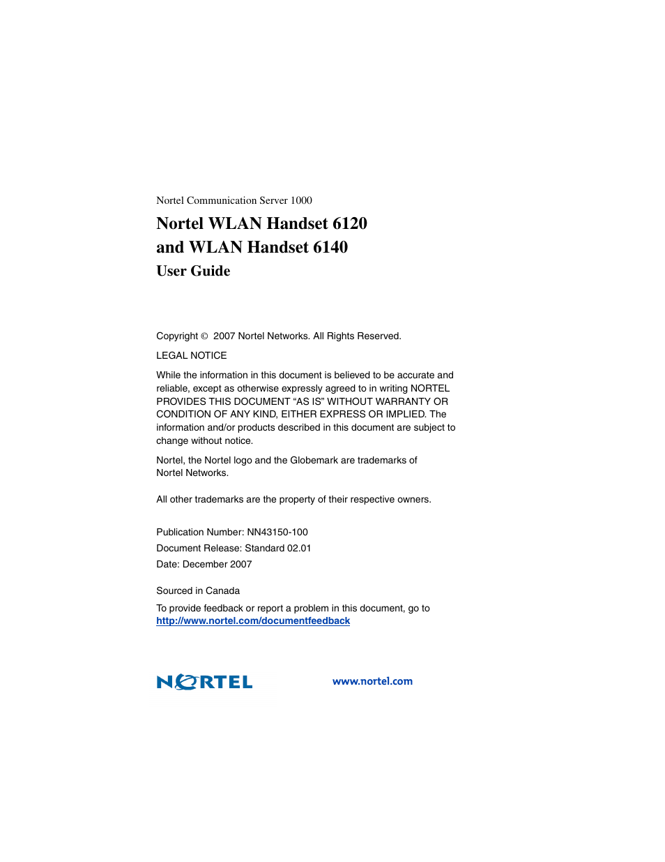 User guide | Nortel Networks 6140 User Manual | Page 126 / 126