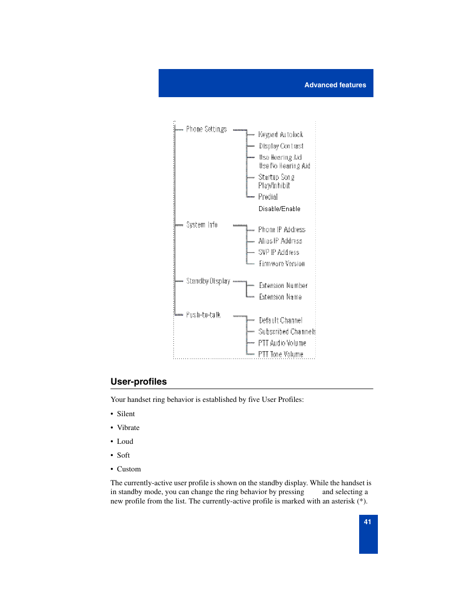 User-profiles, User-profiles 41 | Nortel Networks 6140 User Manual | Page 41 / 126