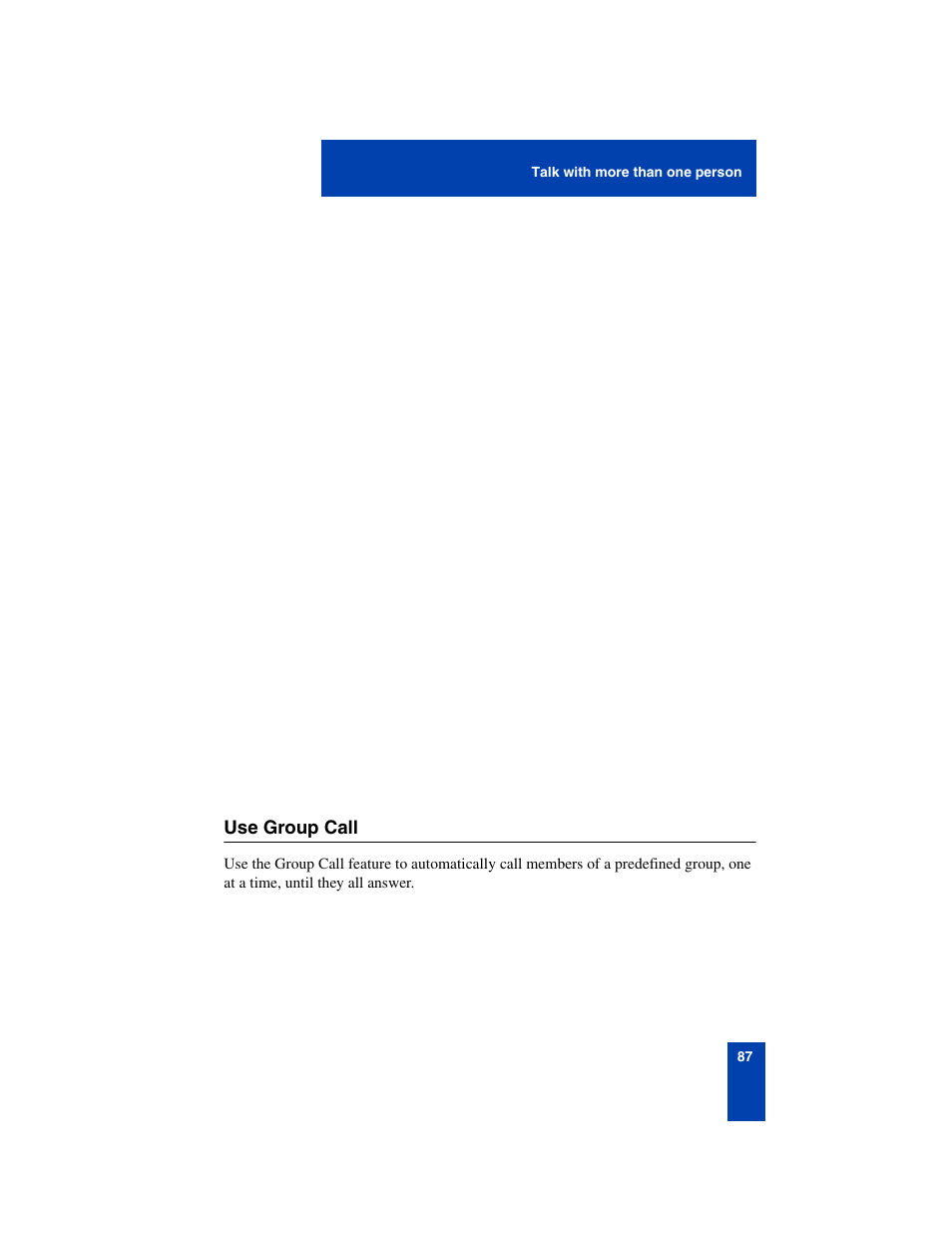 Use group call, Use group call 87 | Nortel Networks 6140 User Manual | Page 87 / 126