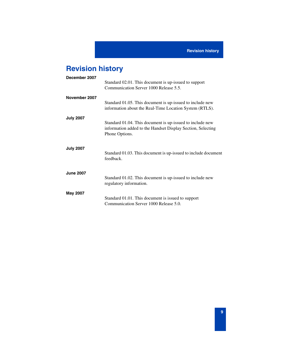 Revision history | Nortel Networks 6140 User Manual | Page 9 / 126