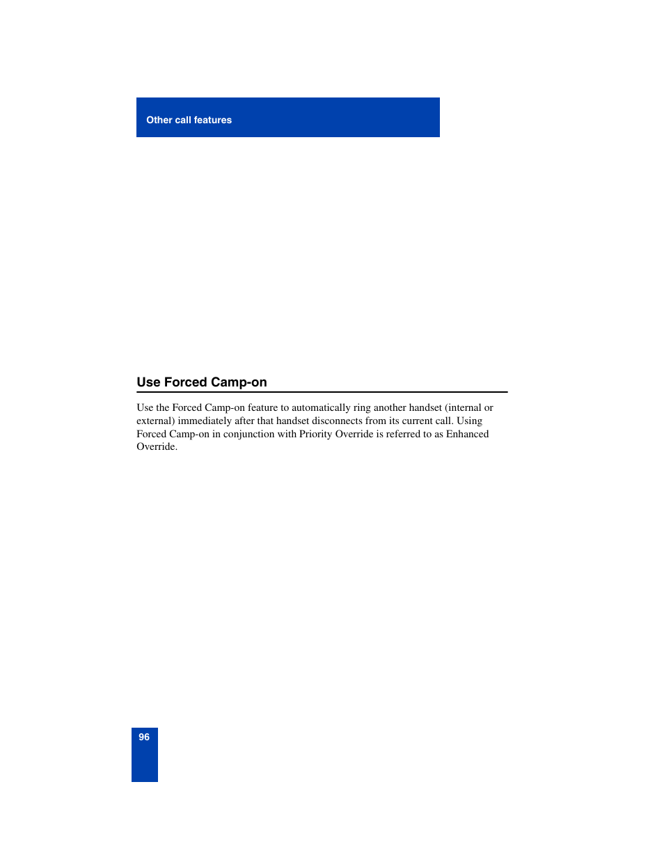 Use forced camp-on, Use forced camp-on 96 | Nortel Networks 6140 User Manual | Page 96 / 126