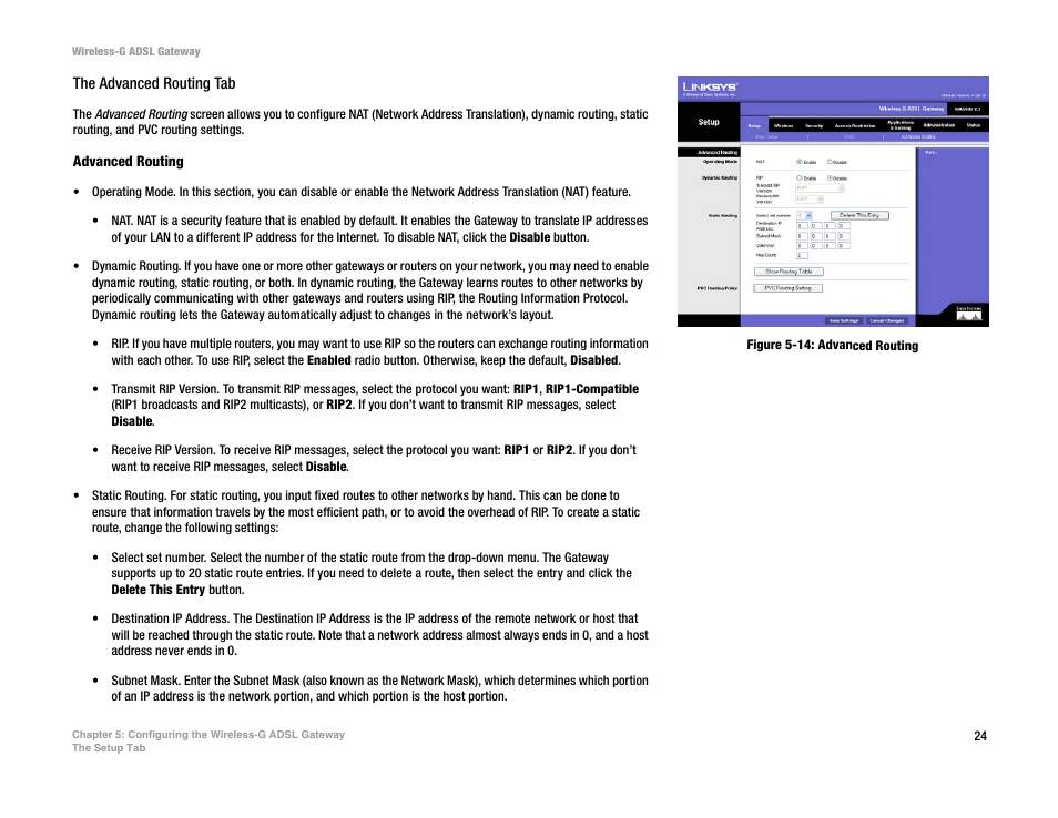 Figure 5-14: advanced routing | Nortel Networks WAG54G User Manual | Page 31 / 100