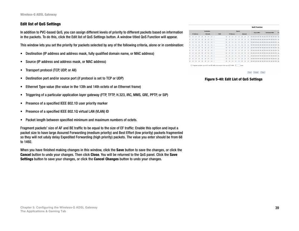 Figure 5-40: edit list of qos settings | Nortel Networks WAG54G User Manual | Page 46 / 100