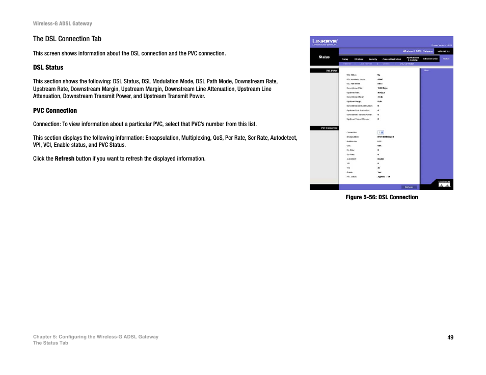 Figure 5-56: dsl connection | Nortel Networks WAG54G User Manual | Page 56 / 100