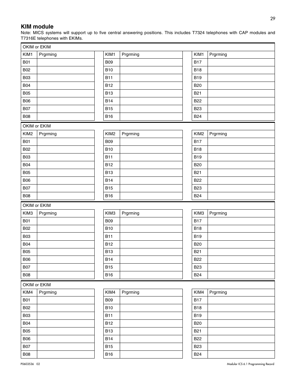 Kim module 29, Kim module | Nortel Networks ICS 6.1 User Manual | Page 37 / 116
