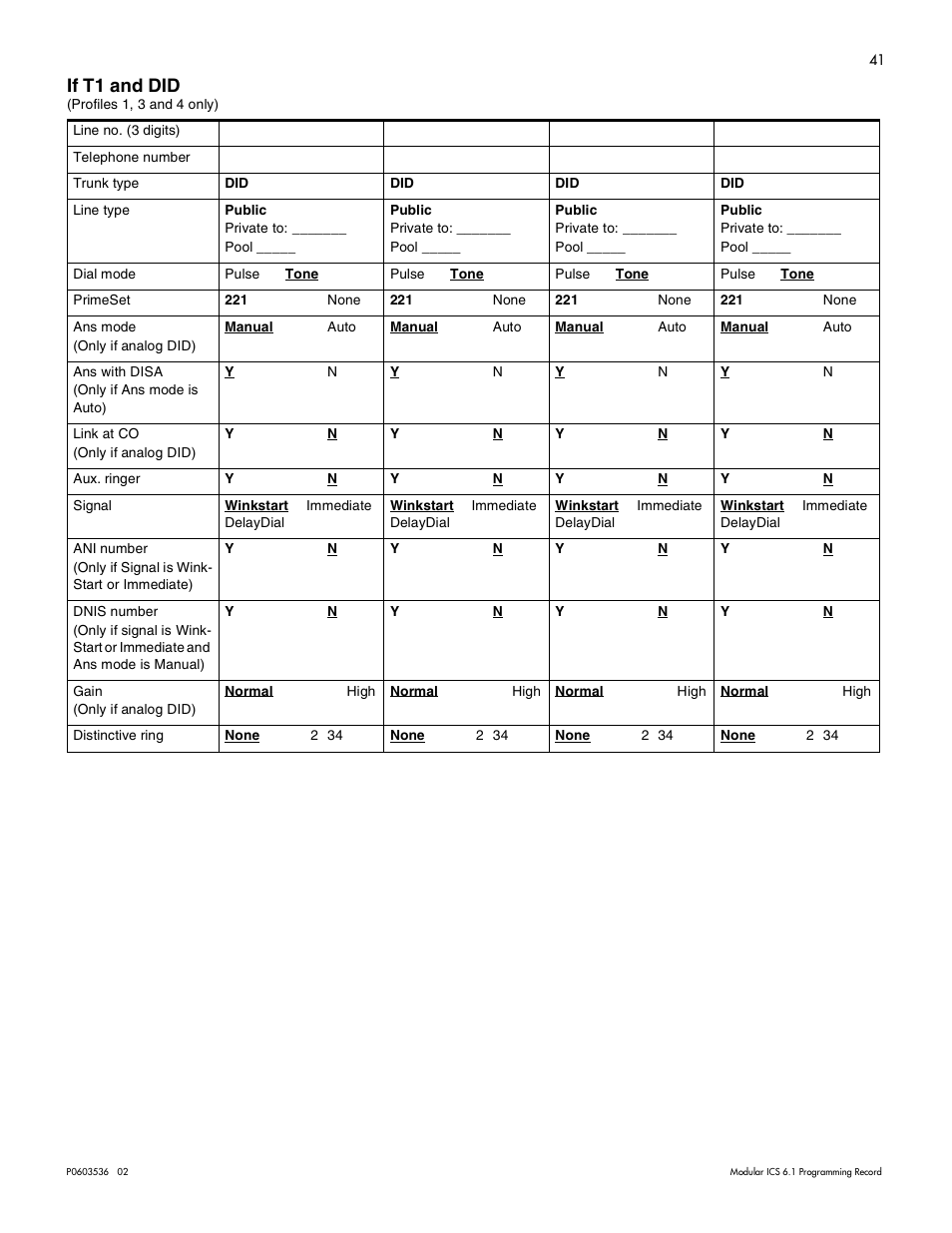 If t1 and did, If t1 and did 41 | Nortel Networks ICS 6.1 User Manual | Page 49 / 116
