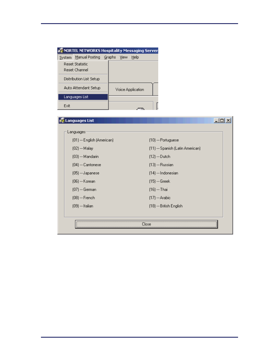 Obtaining list of language codes | Nortel Networks 400 User Manual | Page 6 / 8