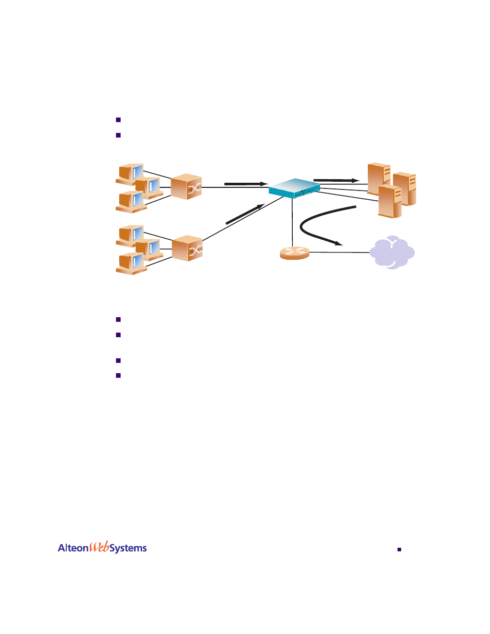 Additional application redirection options, Additional application redirection options 205, Figure 8-2 | Network with web cache redirection 205, Ab c | Nortel Networks WEB OS 212777 User Manual | Page 205 / 482