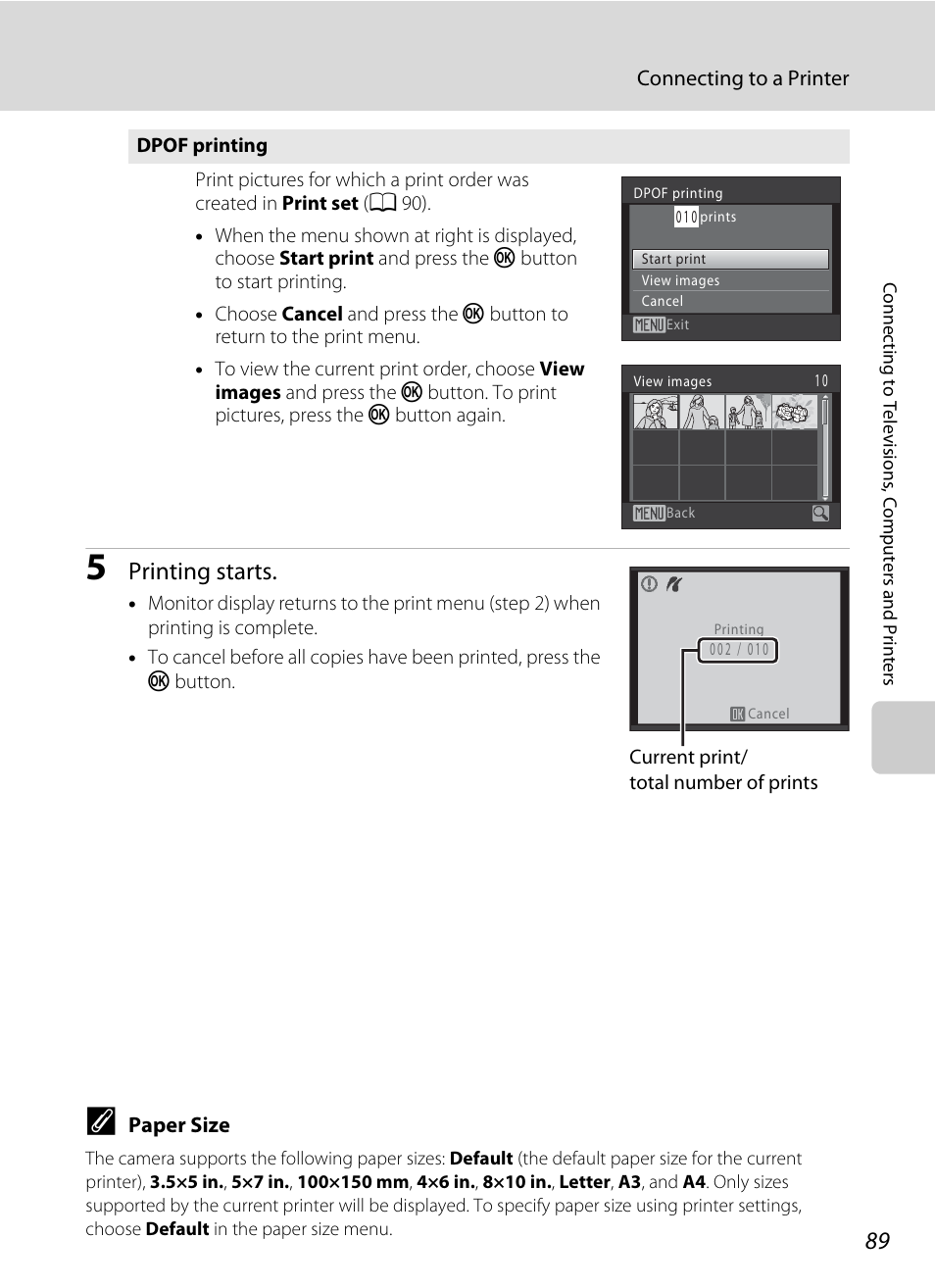 Printing starts | Nikon S570 User Manual | Page 101 / 172