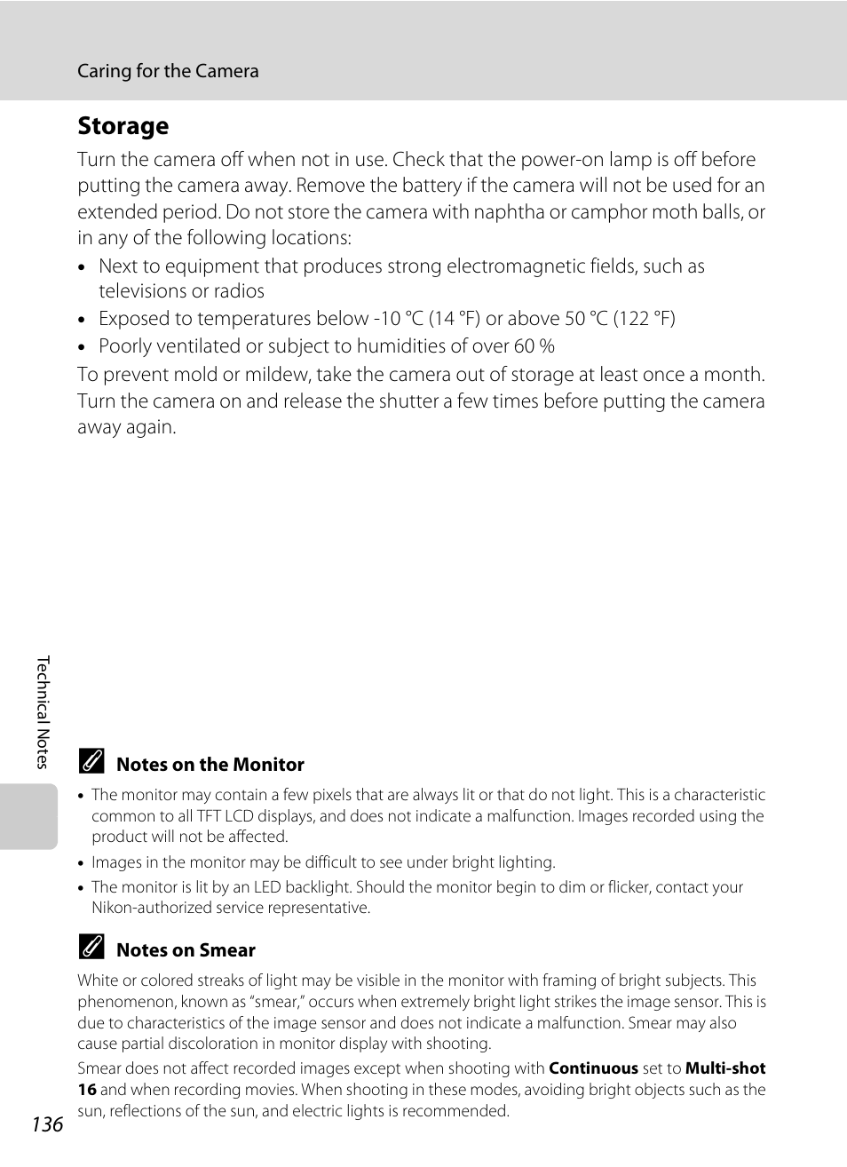 Storage, A 136) v | Nikon S570 User Manual | Page 148 / 172